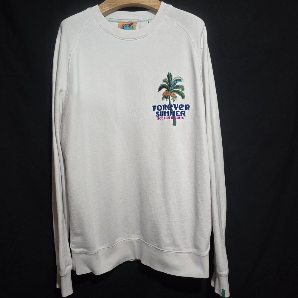 Scotch & Soda Amsterdam FOREVER SUMMER Embroidered Sweatshirt - White - Sz M*